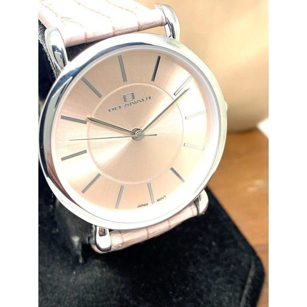Oceanaut Women's Watch OC2211 Alma Quartz Pink Dial Leather Band 39mm